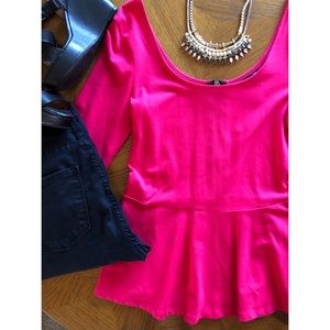 Never worn!!! Hot Pink Peplum Top